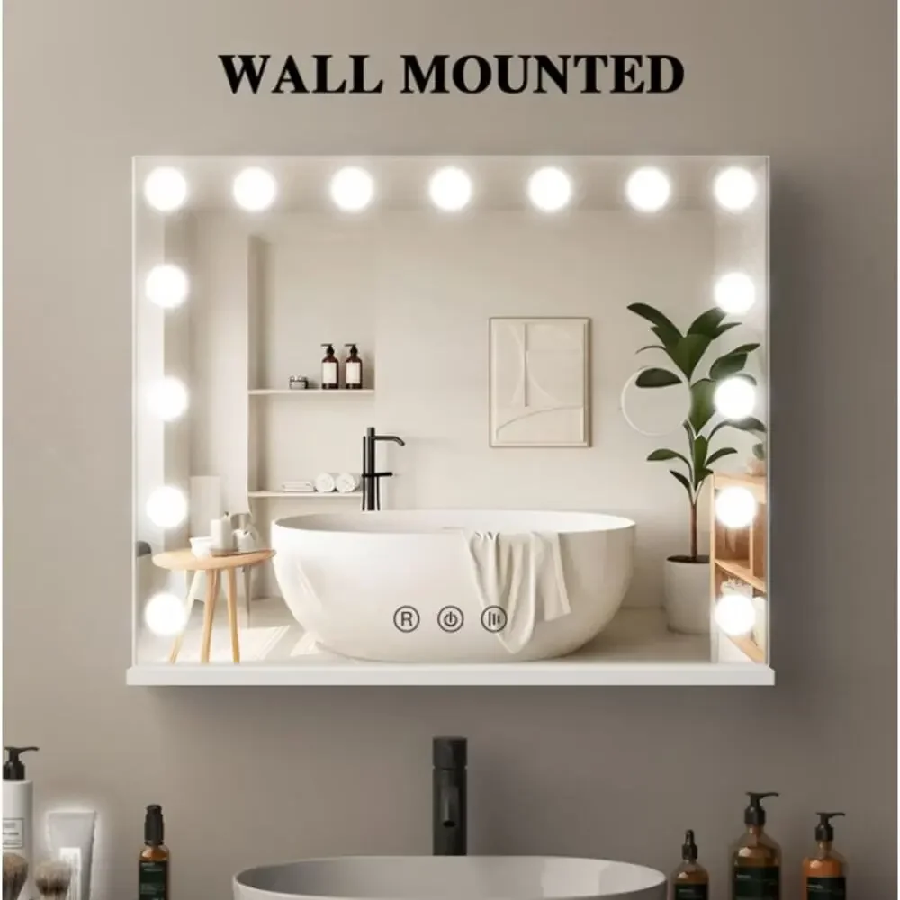 22.8inch Hollywood Vanity Mirror with Lights for Bathroom/Bedroom (White)